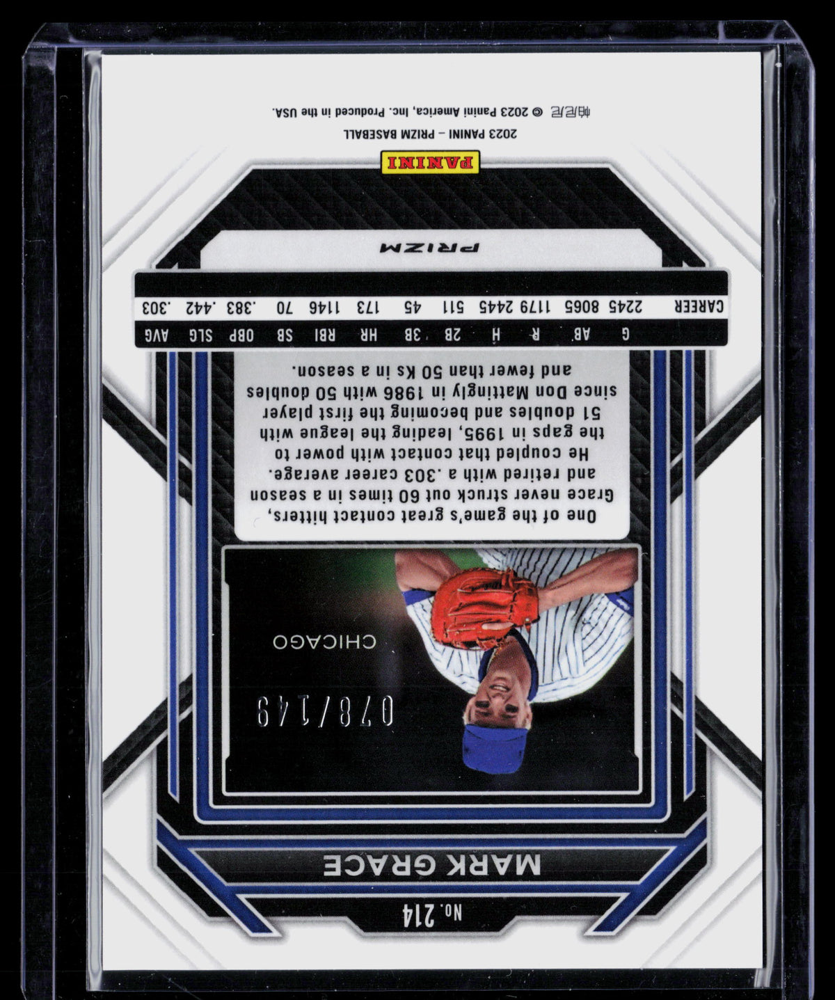 2023 Panini Prizm Baseball Mark Grace #214 Blue 078/149