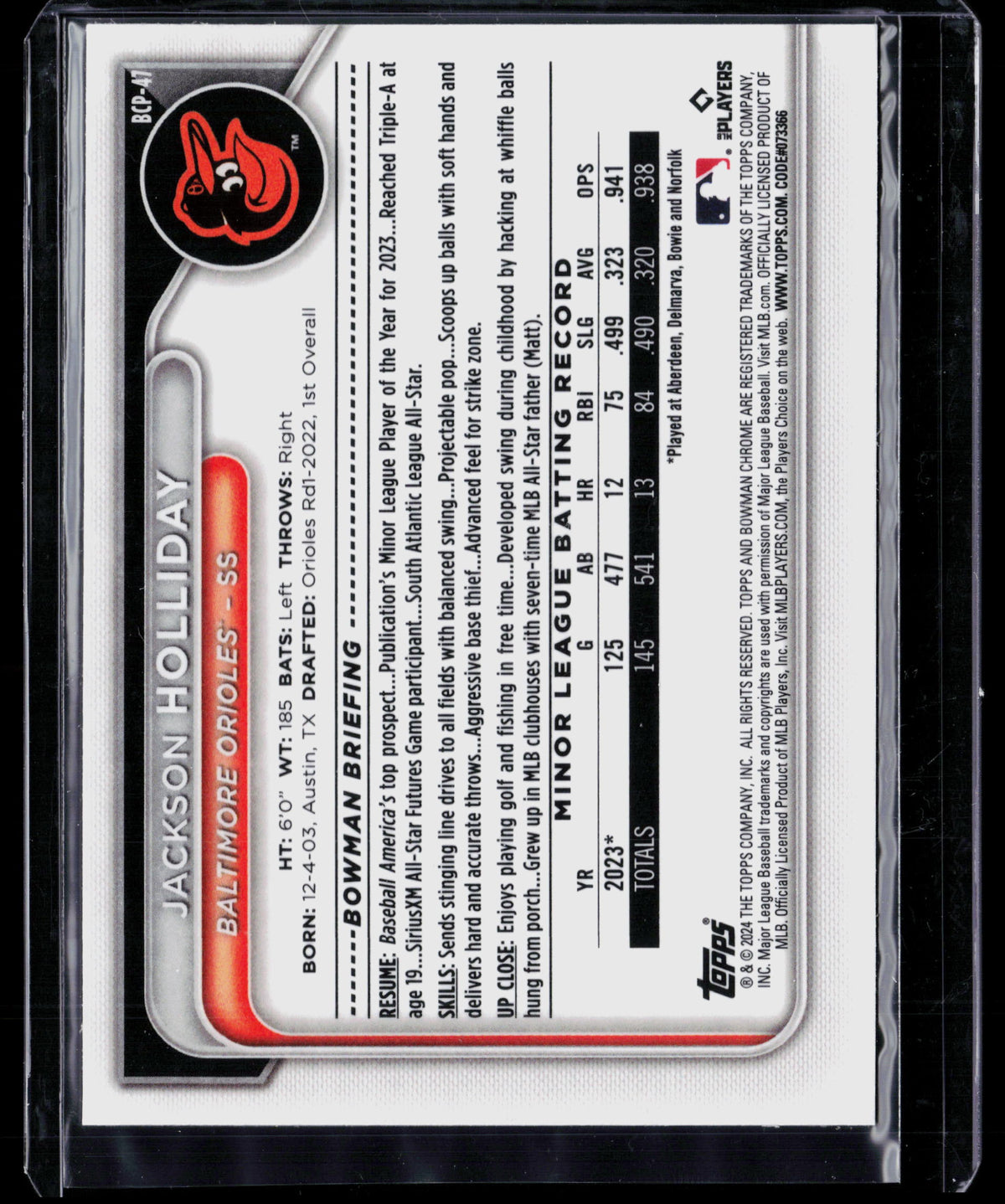 2024 Bowman Chrome Jackson Holliday #BCP-47 Mega Box Mojo Refractor