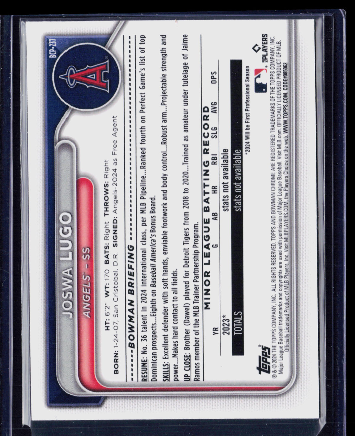 2024 Bowman Chrome Joswa Lugo #BCP-237