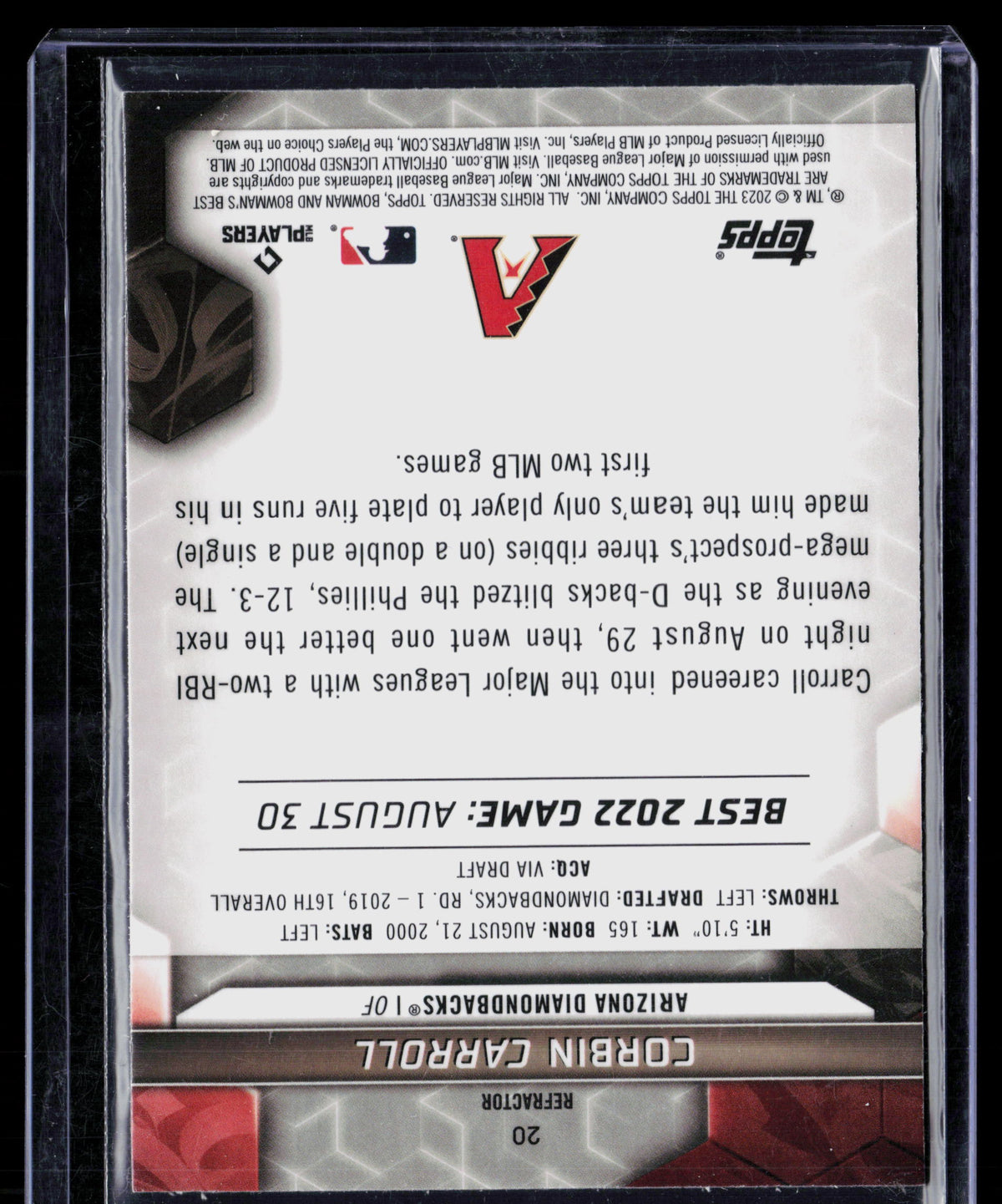 2023 Topps Bowman's Best Corbin Carroll #20 Refractor RC