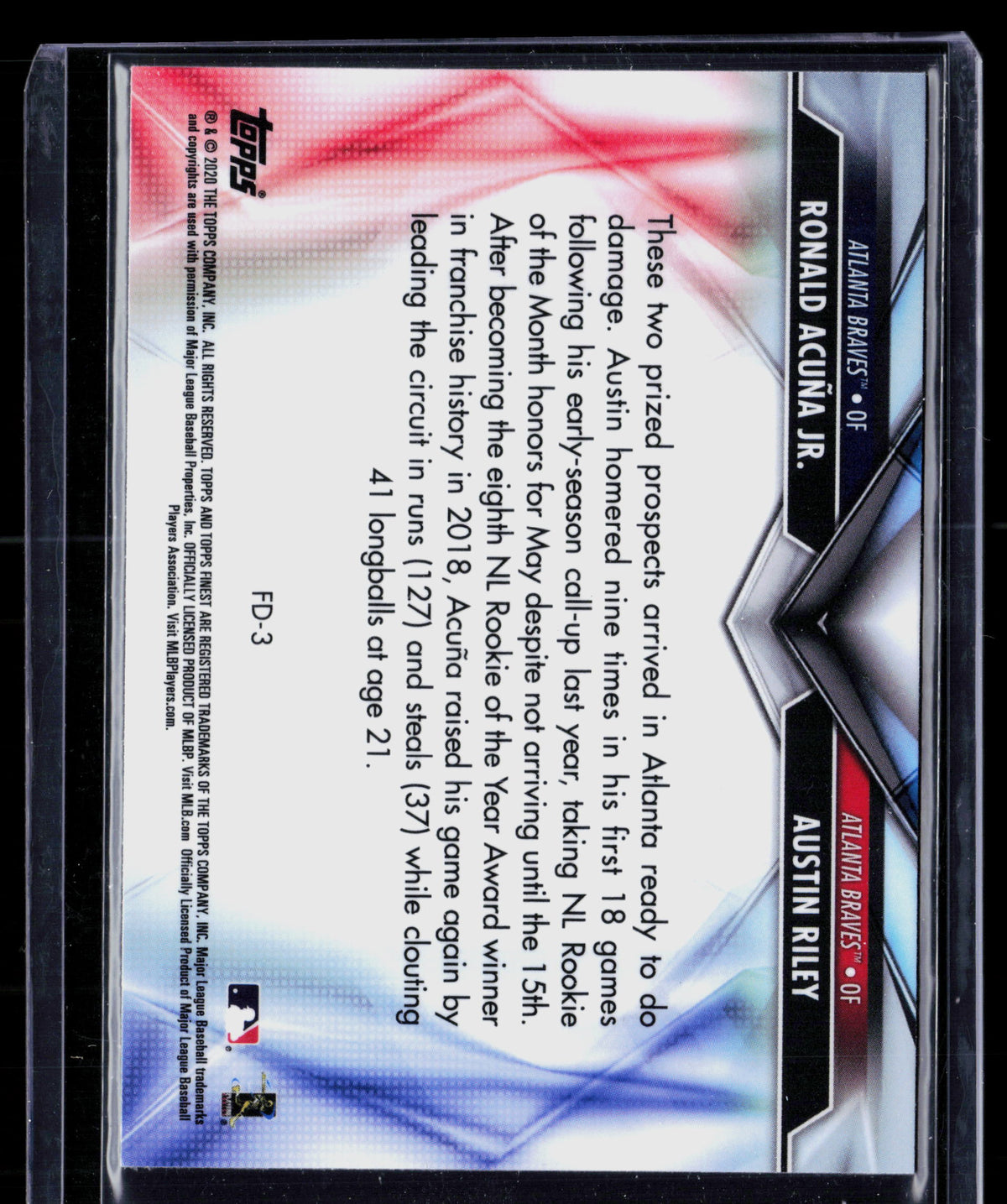 2020 Topps Finest Austin Riley Ronald Acuña Jr. #FD-3