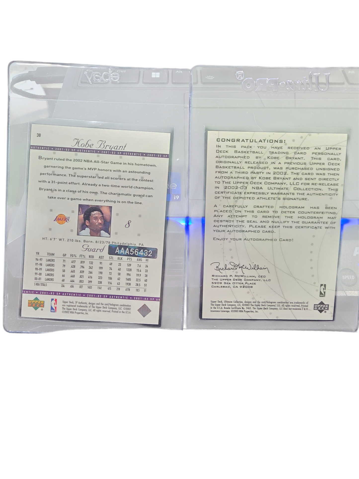 2002-03 Upper Deck SP Authentic Kobe Bryant #38 01/38