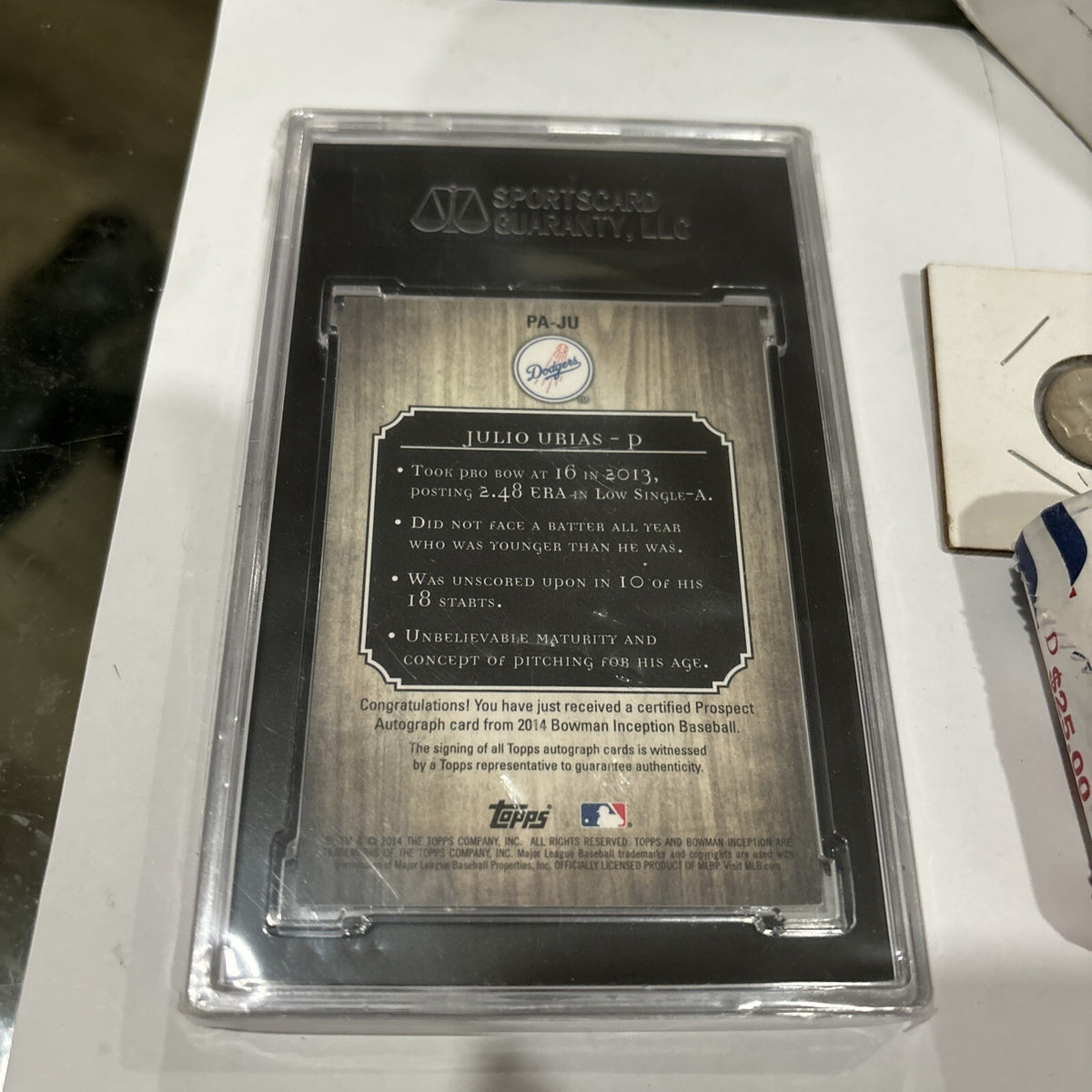 2014 Bowman Inception Julio Urías #PA-JU Inception Rookie SGC 9 Bowman