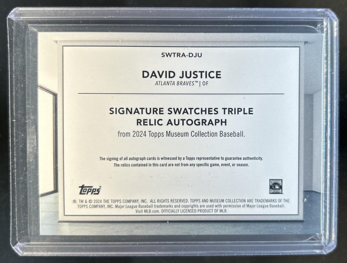 2024 Topps Museum David Justice Signature Triple Patch Auto Sapphire #/15