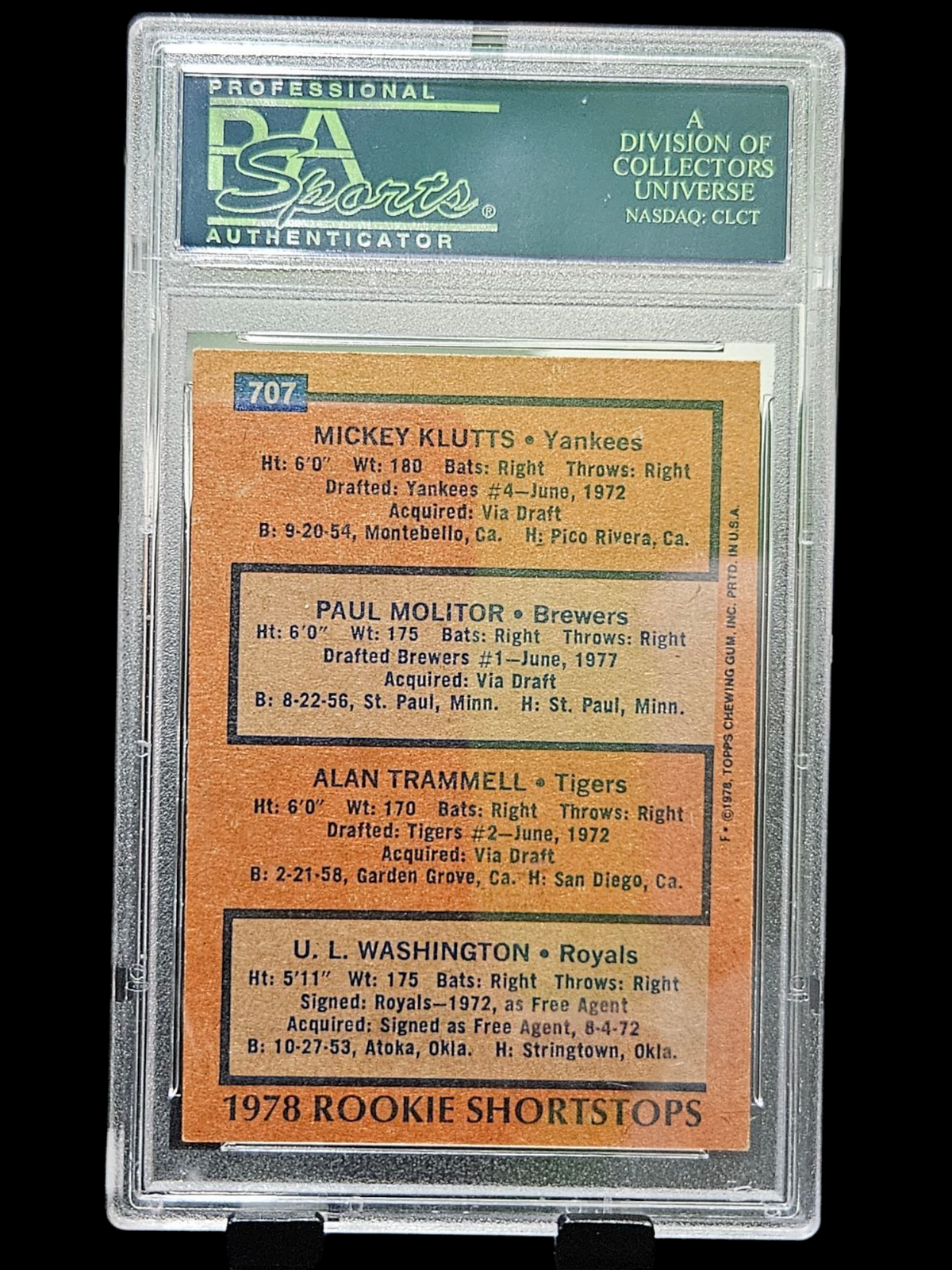 1978 Topps Rookie Shortstops #707 Past, Present And Future PSA 6