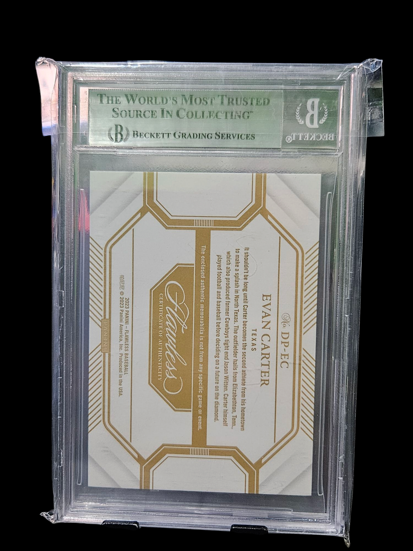 2023 Panini Flawless Dual Patches Gold Evan Carter #DPEC BGS 8.5 1/5
