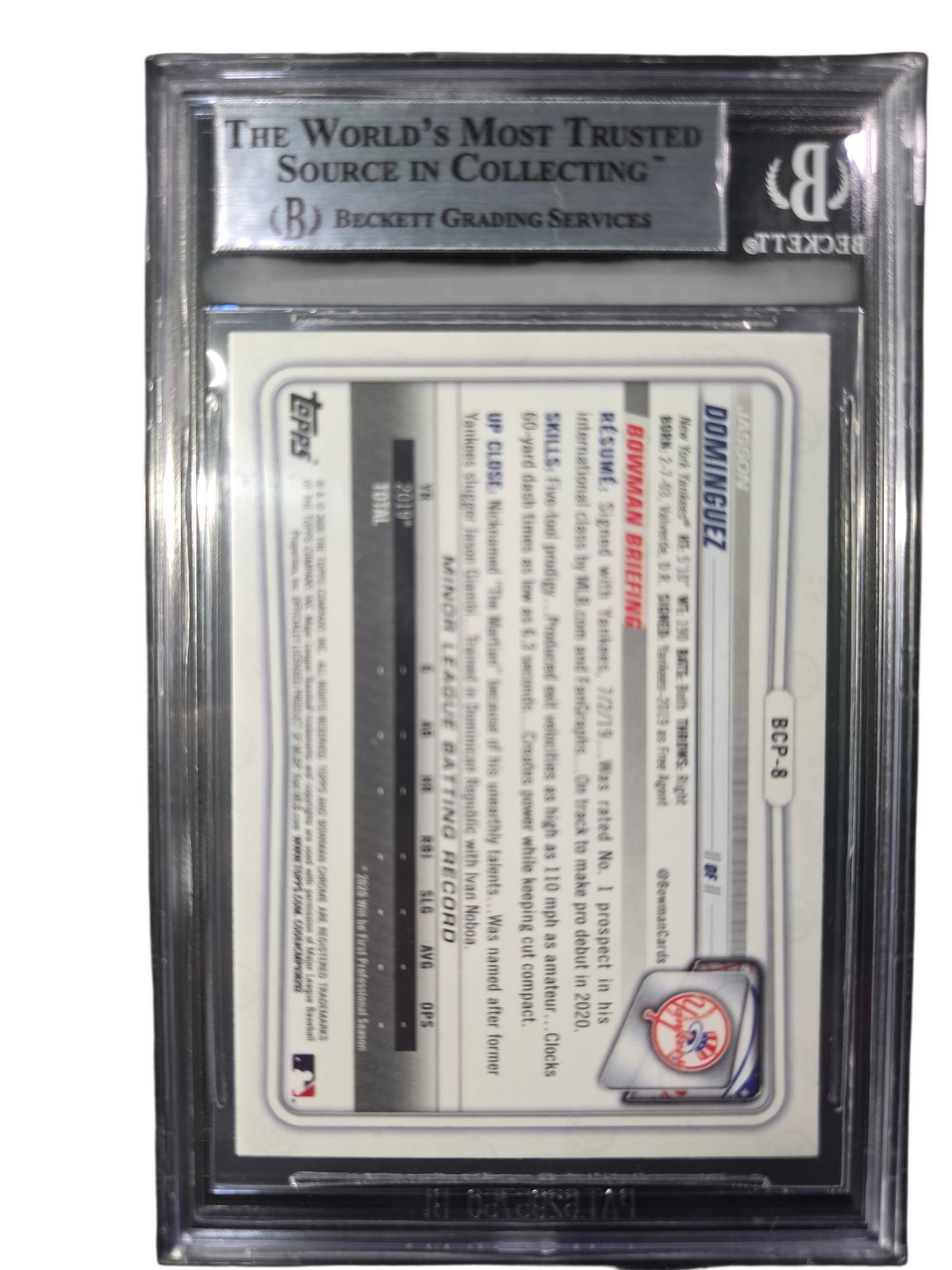 2020 Bowman Chrome Prospects Jasson Dominguez #BCP8 BGS 9