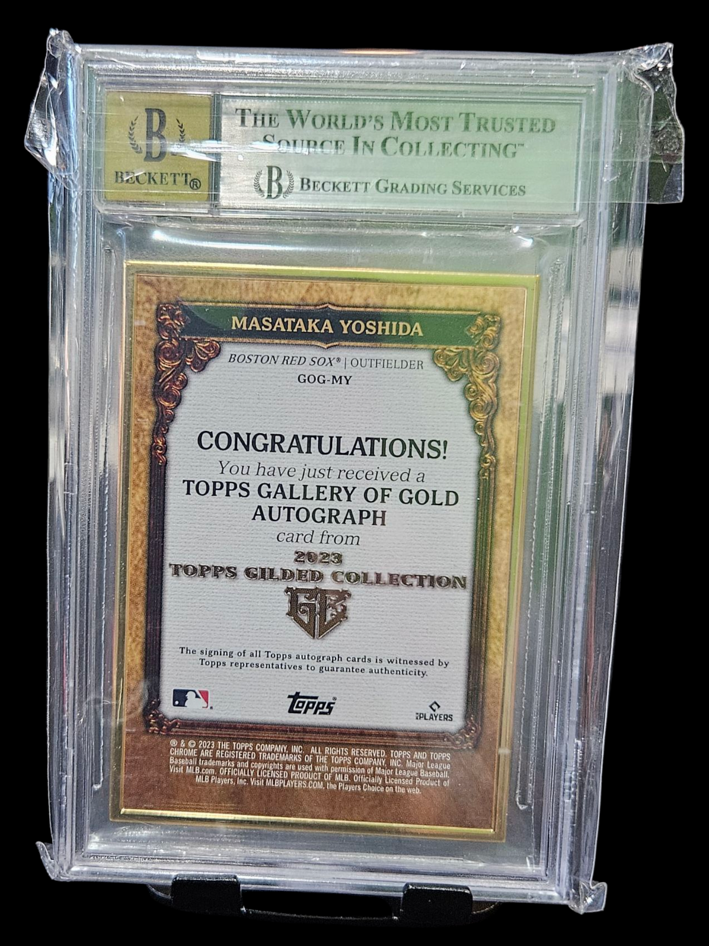 2023 Topps Gilded Gallery Gold Auto Emerald Masataka Yoshida BGS 9 Auto 10