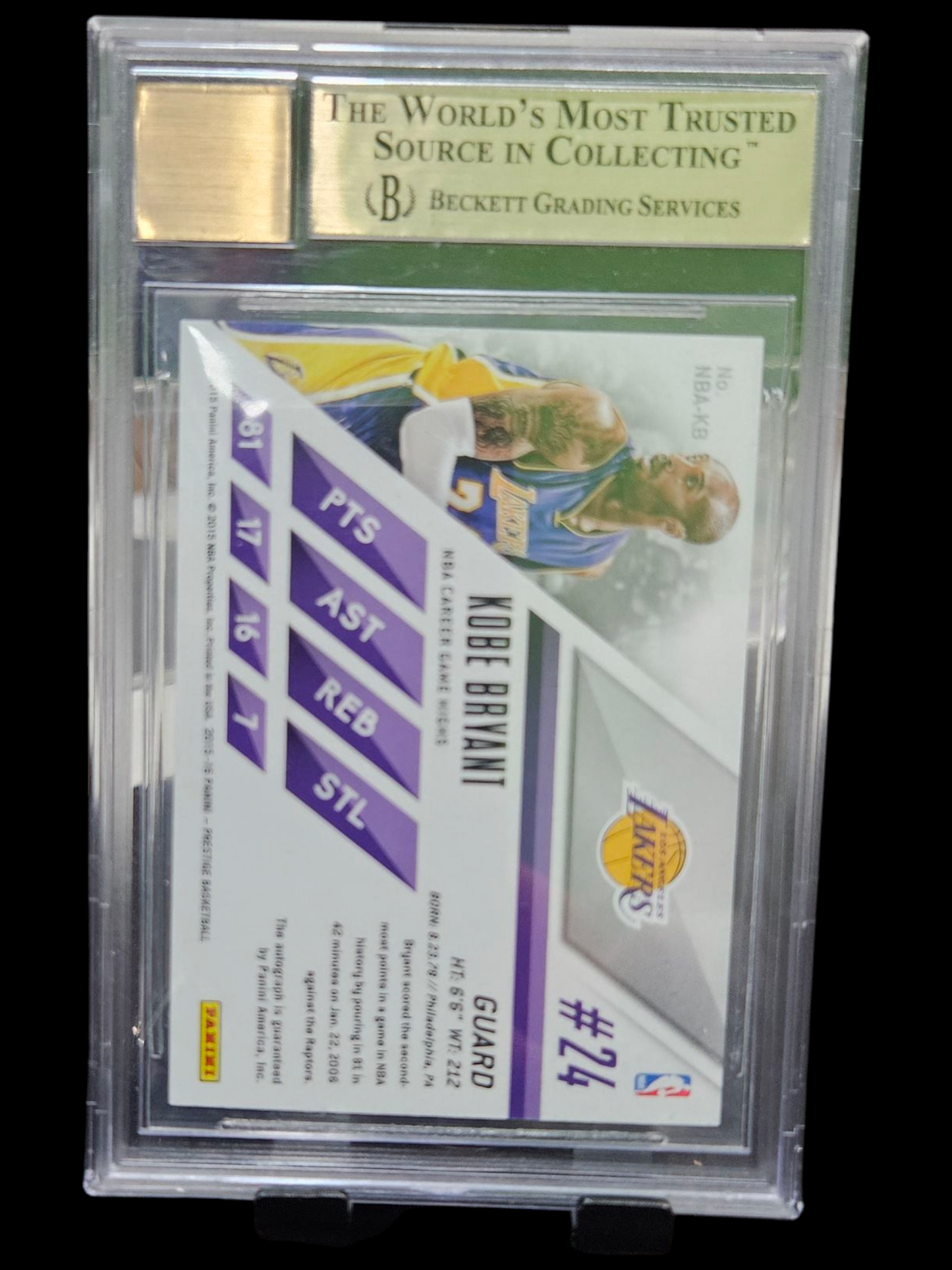 2015 Prestige Stars of the NBA Signatures Kobe Bryant #45 /25 BGS 9.5 Auto 10