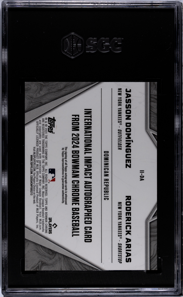 2024 Bowman Chrome Arias Dominguez #II-DA Int'l Impact Autograph SGC 9