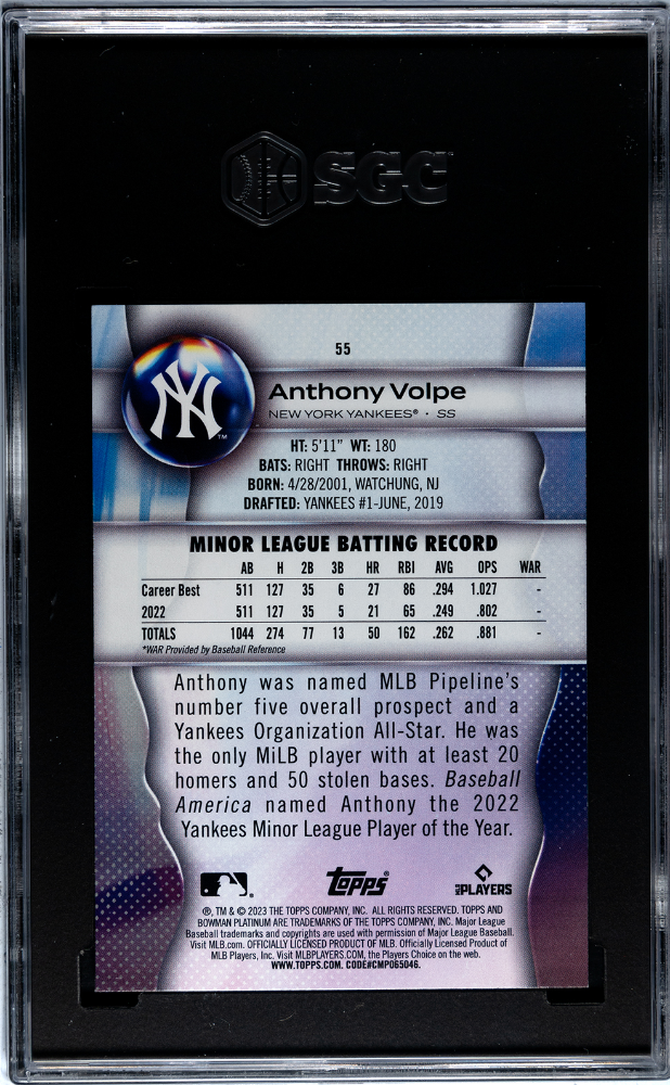 2023 Bowman Platinum Anthony Volpe #55 SGC 9