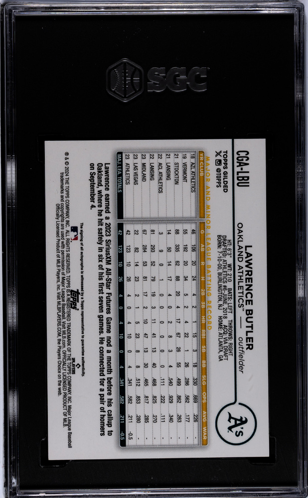 2024 Topps Gilded Lawrence Butler #CGA-LBUY Gold Refractor SGC 9.5 Auto 10
