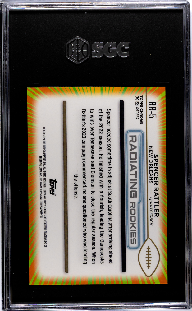 2024 Topps Chrome Spencer Rattler #RR-5 Radiating Rookies SGC 9