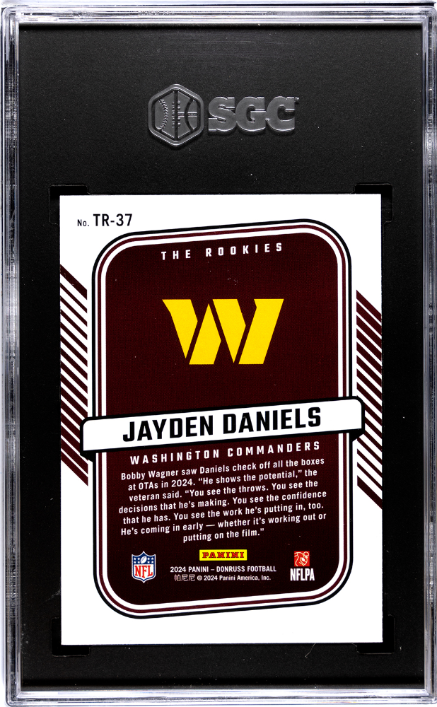 2024 Donruss Jayden Daniels #TR-37 The Rookies SGC 8.5