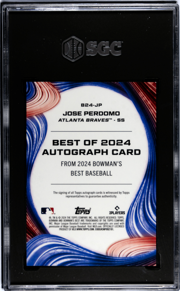 2024 Bowman's Best Jose Perdomo #B24-JP Of '24 Autograph SGC 10 Auto 10