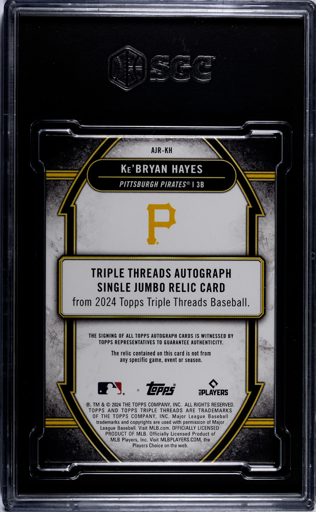 2024 Topps Triple Threads Ke'bryan Hayes #AJR-KH Auto Relic Gold SGC 8 Auto 10