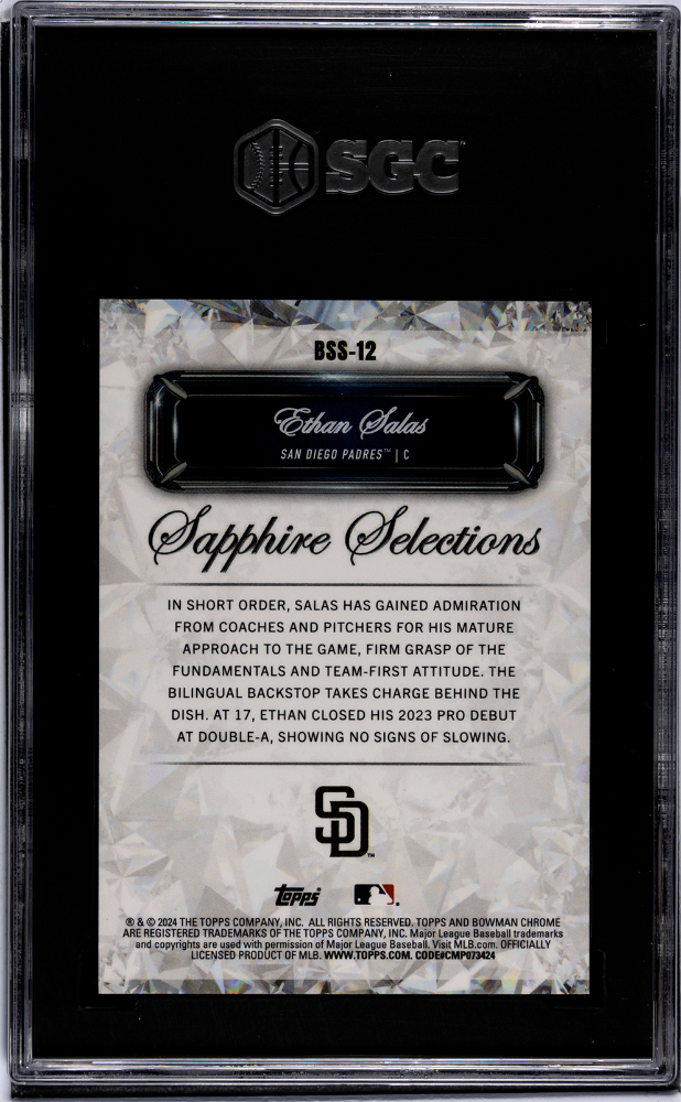 2024 Bowman Sapphire Ethan Salas #BSS-12 Selections Orange SGC 9.5
