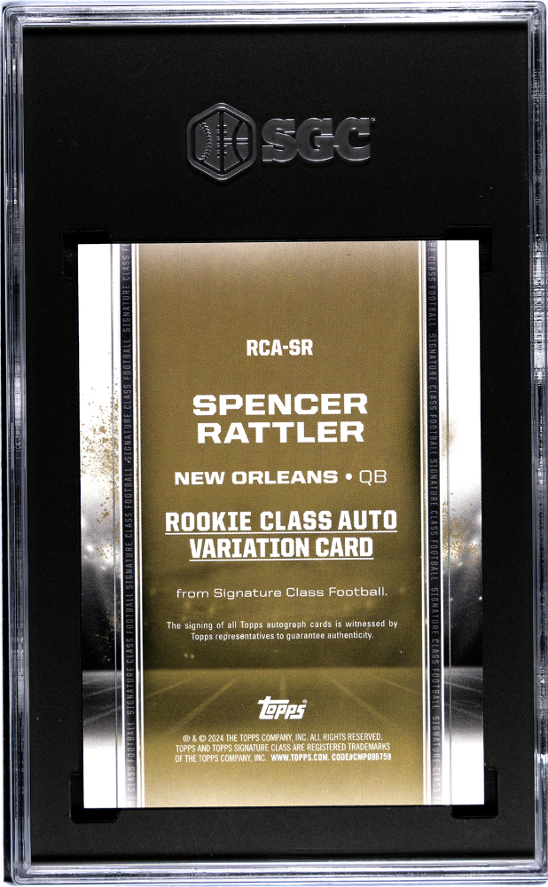 2024 Topps Signature Class Spencer Rattler #RCA-SR Rookie Auto SGC 10 Auto 10