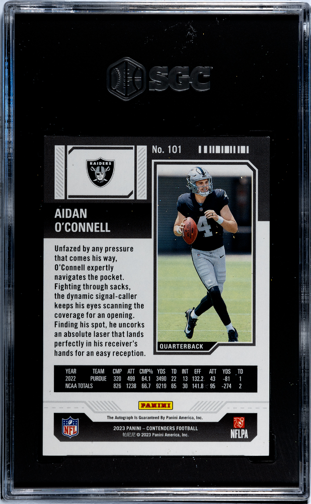 2023 Panini Contenders Aidan O'connell #101 Autograph Divisional Ticket SGC 7