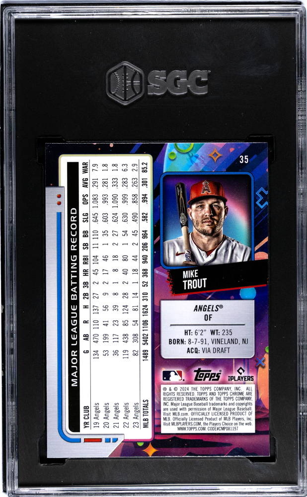 2024 Topps Cosmic Chrome Mike Trout #35 Nucleus Refractor SGC 8