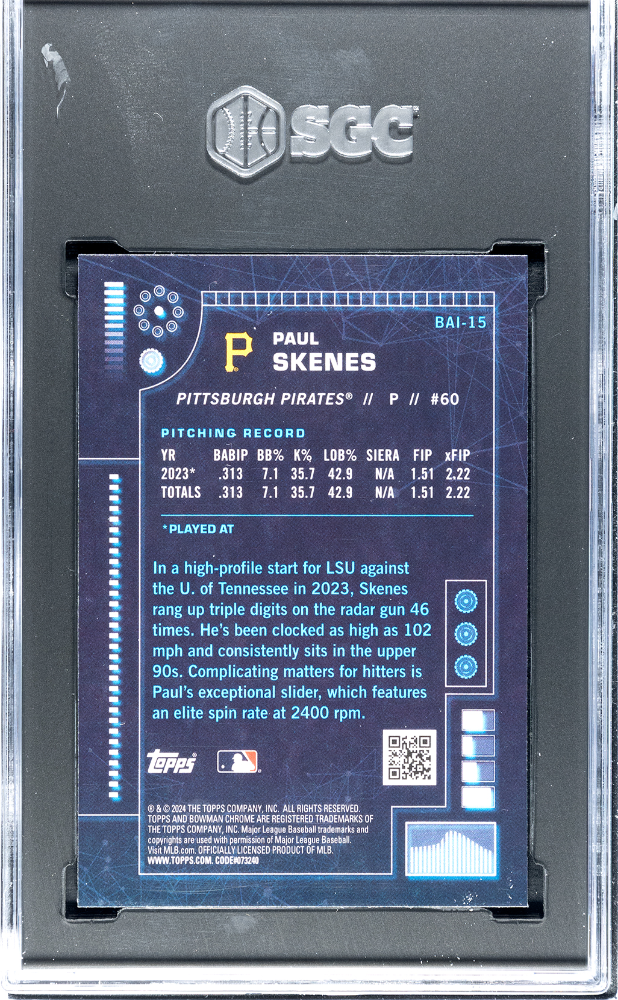2024 Bowman Paul Skenes #BAI-15 A. I. SGC 10