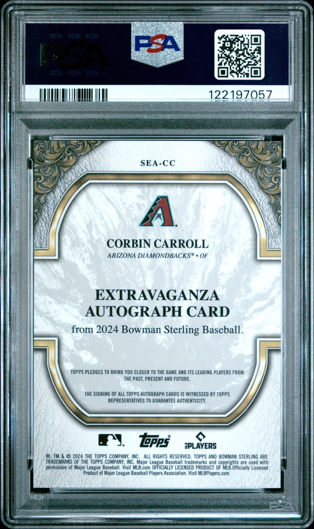 2024 Bowman Sterling Sterling Extravaganza Auto Corbin Carroll PSA 9