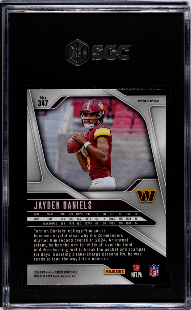 2024 Panini Prizm Jayden Daniels #347 Neon Green Pulsar SGC 10