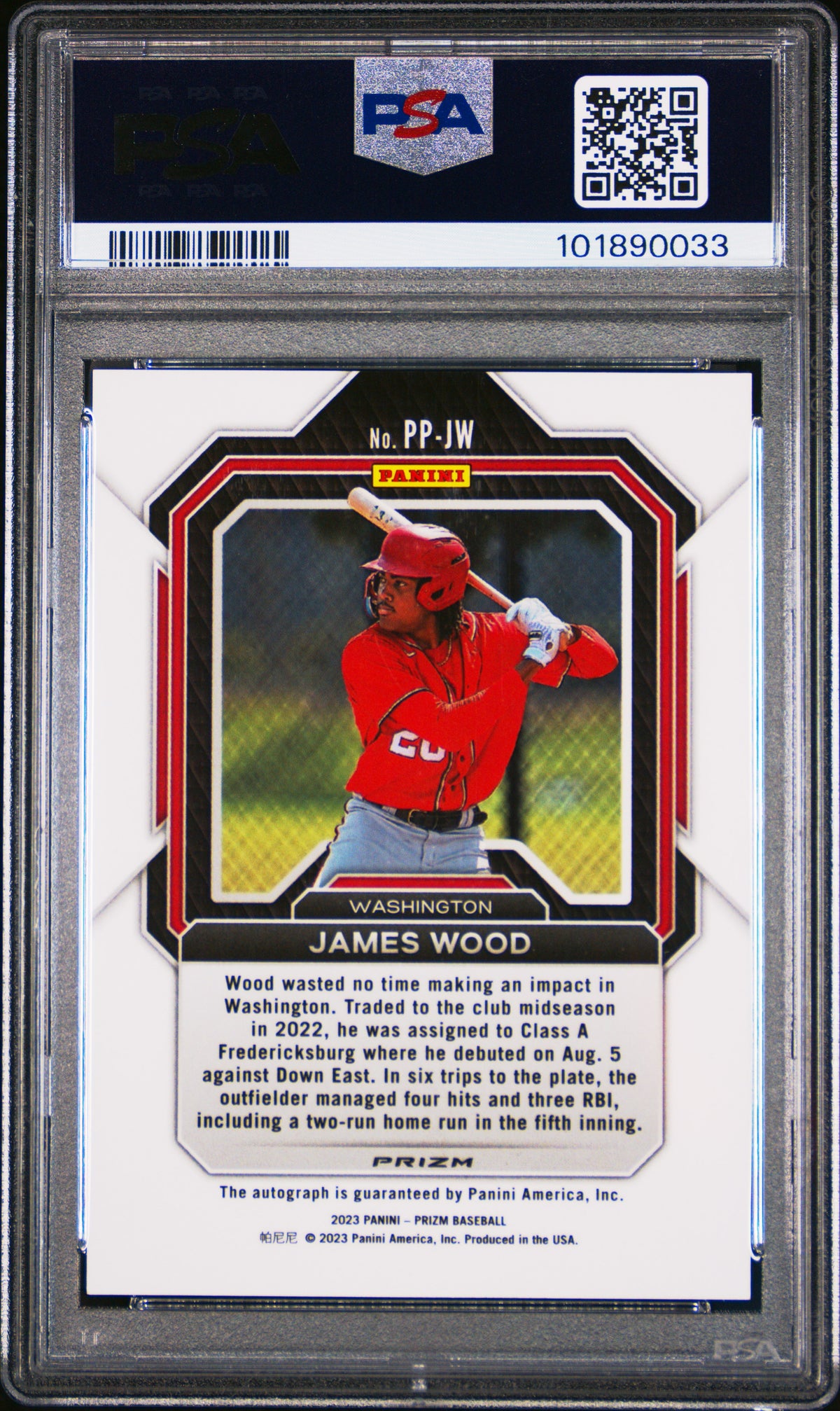 2023 Panini Prizm Potential Penmanship James Wood #PPJW SLV PSA 9
