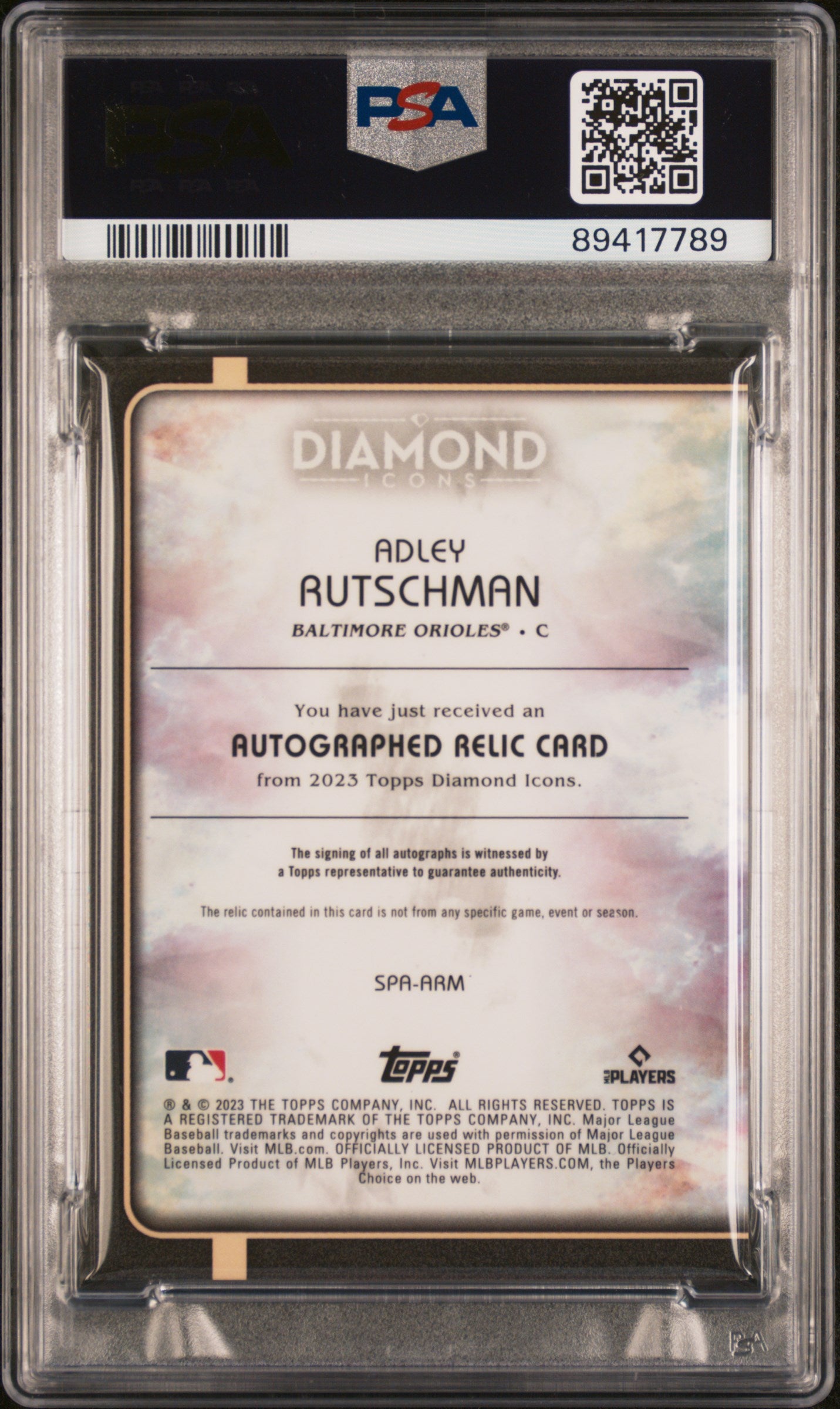 2023 Topps Diamond Icons Single-Auto Relics Adley Rutschman #SPAARM /10 PSA