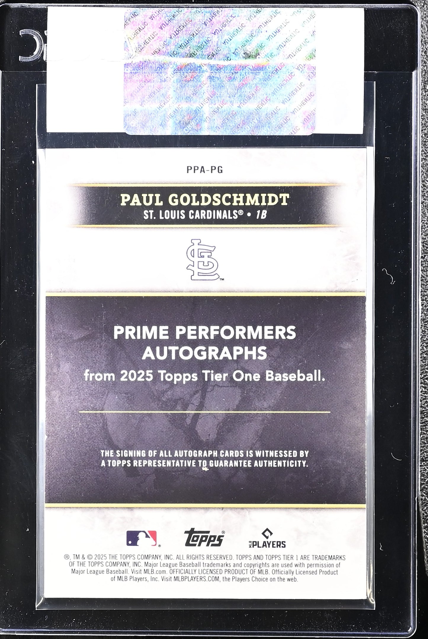 2025 Topps Tier One Paul Goldschmidt #PPA-PG /10 Prime Performers Auto