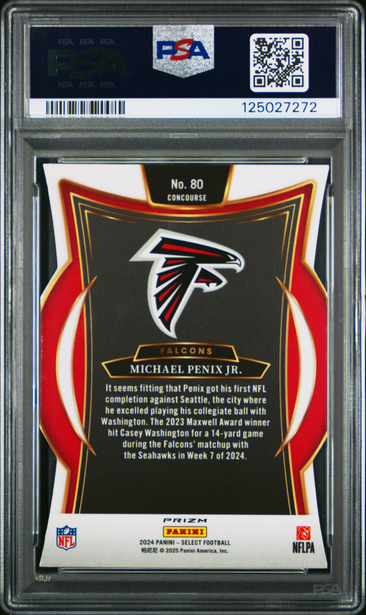 2024 Panini Select Michael Penix JR. #80 Die Cut Silver Prizm PSA 8