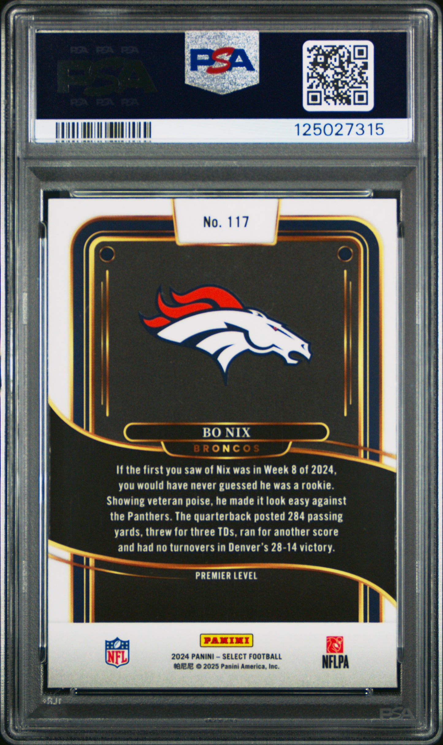 2024 Panini Select Bo Nix #117 PSA 9