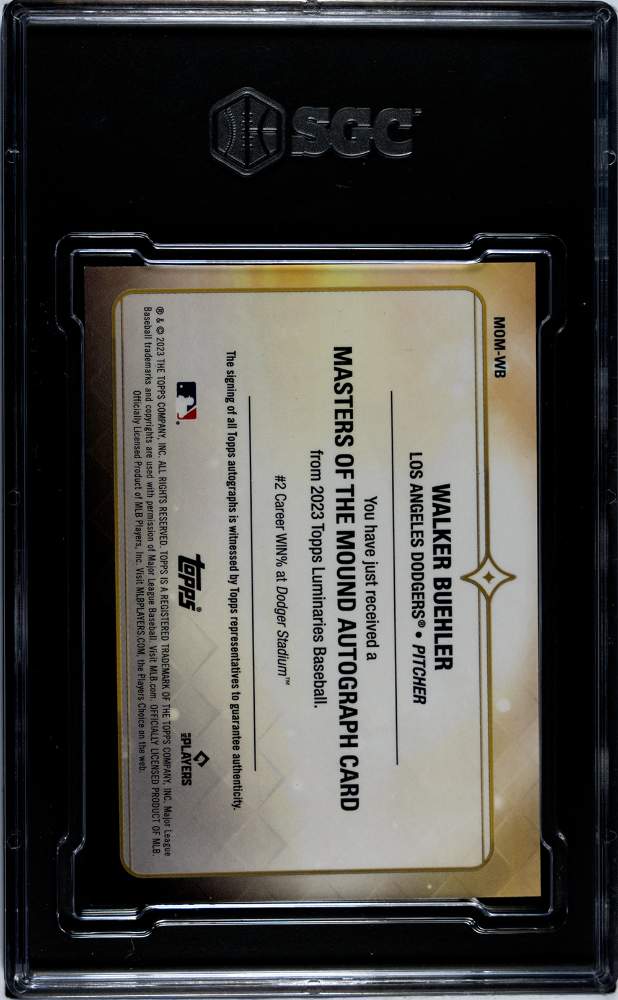 2023 Topps Luminaries Walker Buehler #MOM-WB Masters Mound Red SGC 9.5 Auto 10