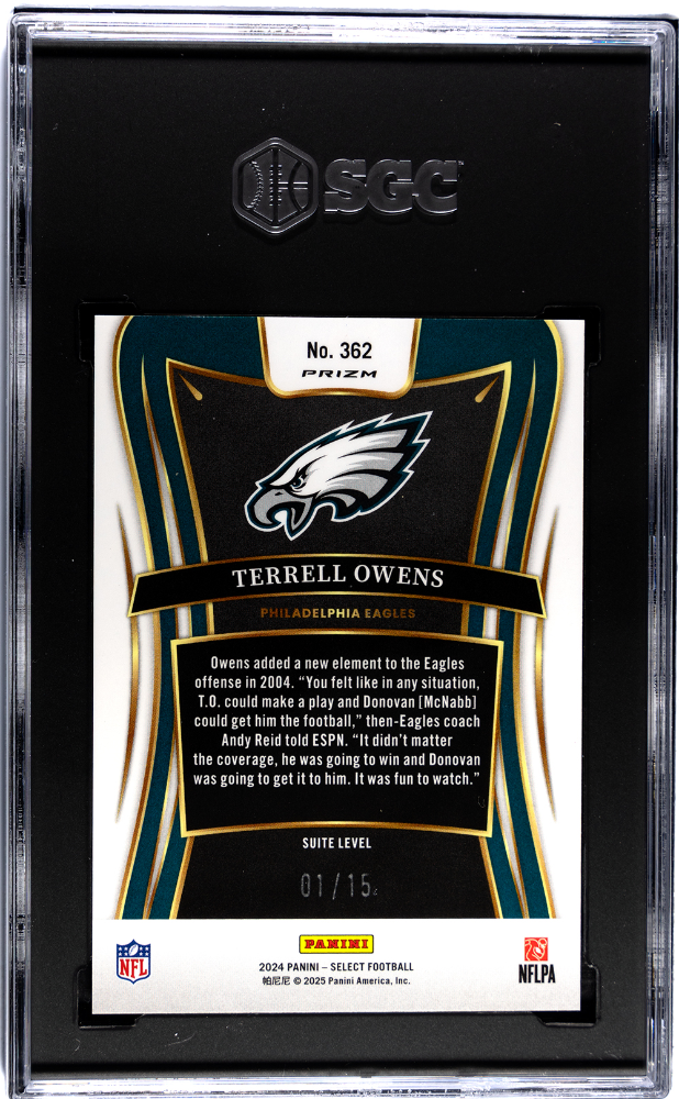 2024 Panini Select Terrell Owens #362 Pink Glitter Prizm SGC 9