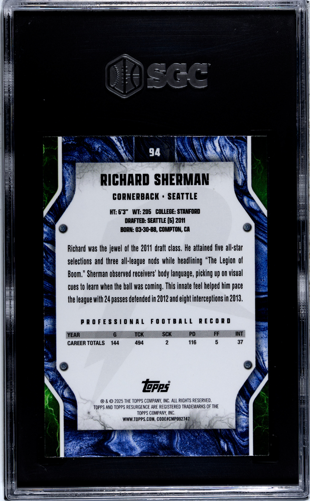 2024 Topps Resurgence Richard Sherman #94 White Refractor SGC 10