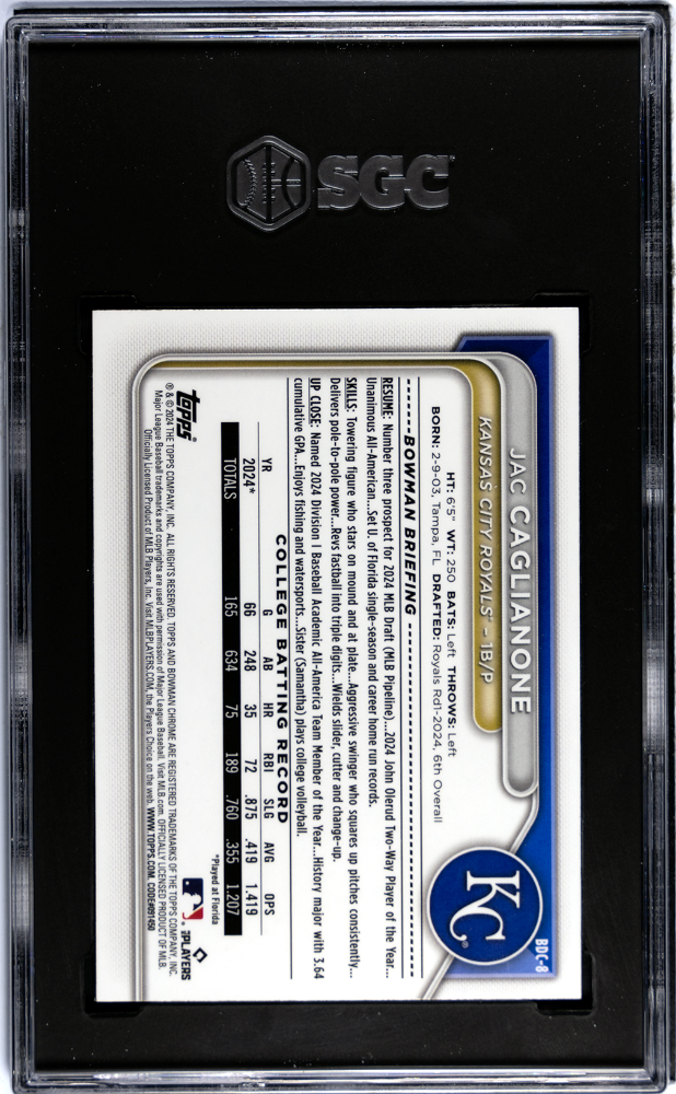 2024 Bowman Draft Jac Caglianone #BDC-8 CHR. SGC 9.5