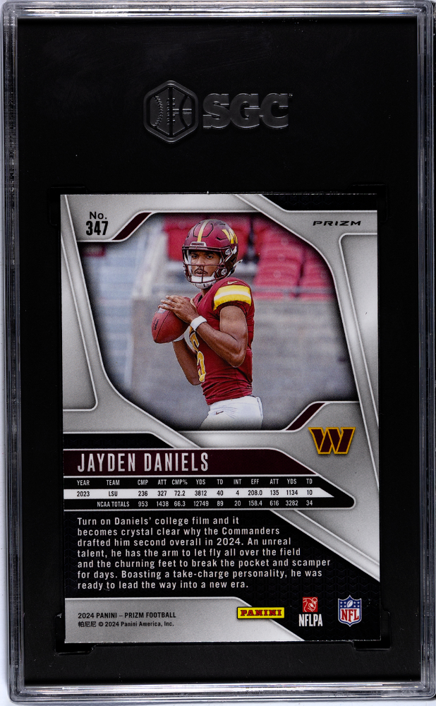2024 Panini Prizm Jayden Daniels #347 Neon Green Pulsar SGC 10