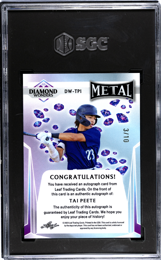 2023 Leaf Metal Tai Peete #DW-TP1 Diamond Wonders Autograph Silver SGC 9