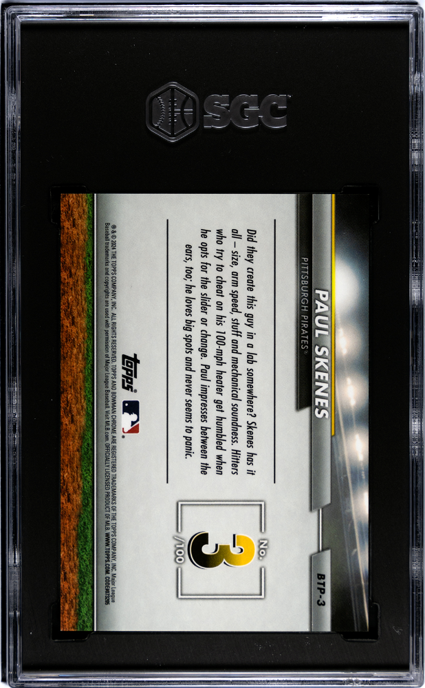 2024 Bowman Paul Skenes #BTP-3 Scouts' Top 100 Aqua Refractor SGC 10