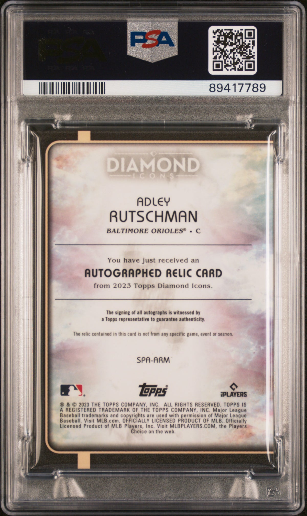 2023 Topps Diamond Icons Single-Auto Relics Adley Rutschman #SPAARM /10 PSA