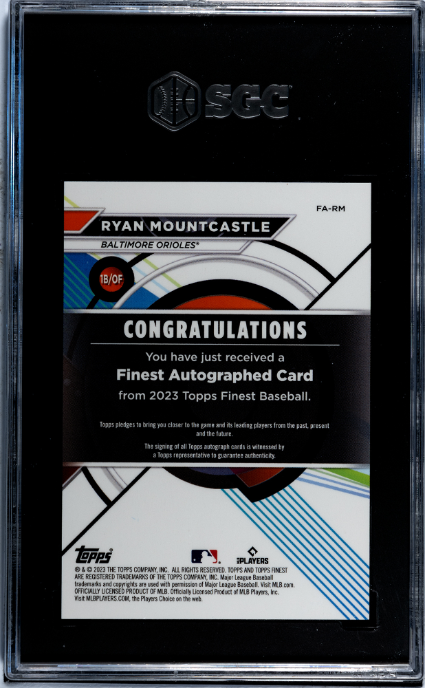 2023 Topps Finest Ryan Mountcastle #FA-RM Autograph Blue Refractor SGC 9