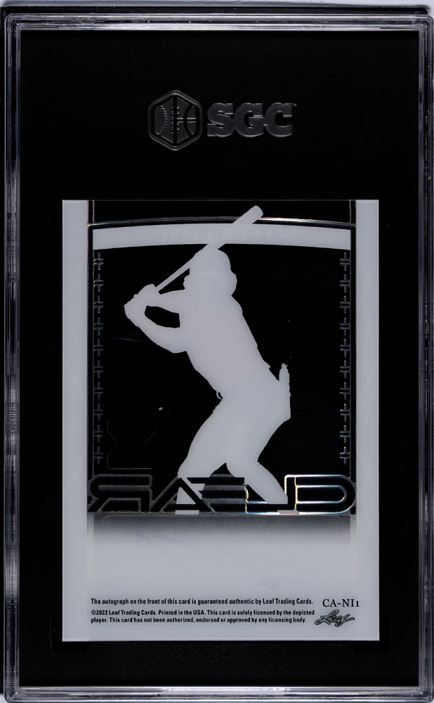 2022 Leaf Trinity Jackson Holliday #CA-NI1 Clear Silver SGC 9 Auto 10 #/10