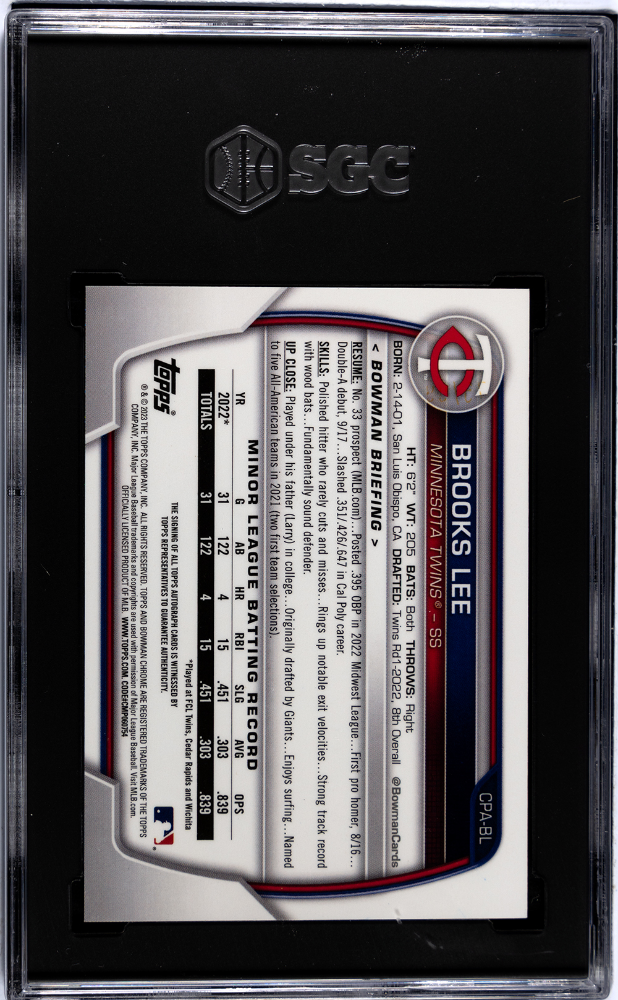 2023 Bowman Brooks Lee #CPA-BL CHR. Pros. Green Shim. Refractor SGC 9 Auto 10