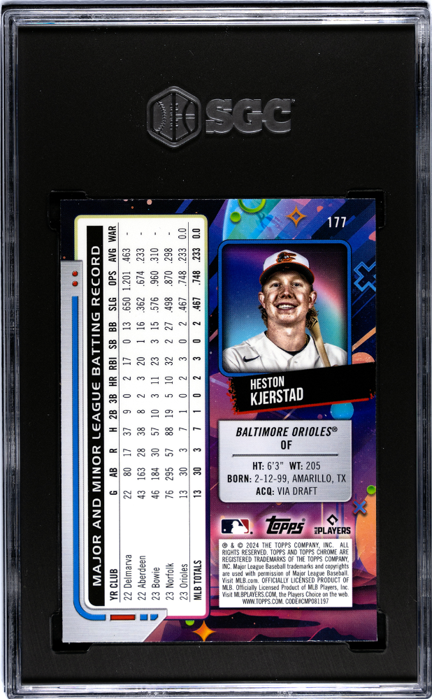 2024 Topps Cosmic Chrome Heston Kjerstad #177 Orange Galactic Refractor SGC 10
