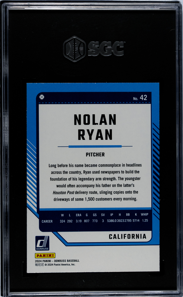 2024 Donruss Nolan Ryan #42 Red & Blue SGC 9