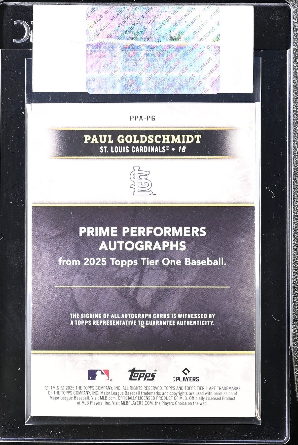 2025 Topps Tier One Paul Goldschmidt #PPA-PG /10 Prime Performers Auto