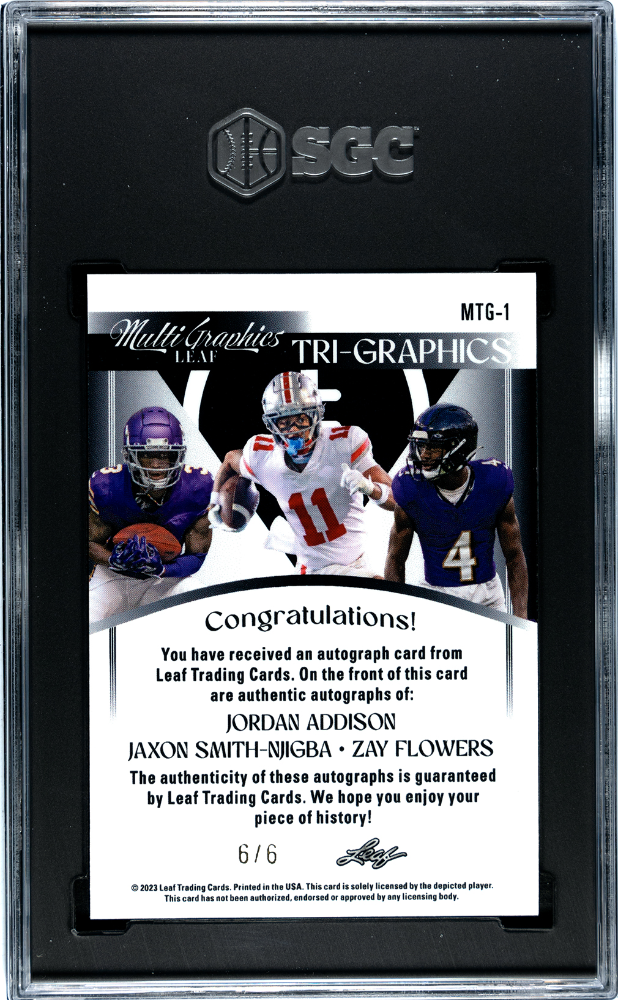 2023 Leaf Eclectic Addison Flowers Njigba #MTG-1 Tri Purple Sparkles 6 SGC 10
