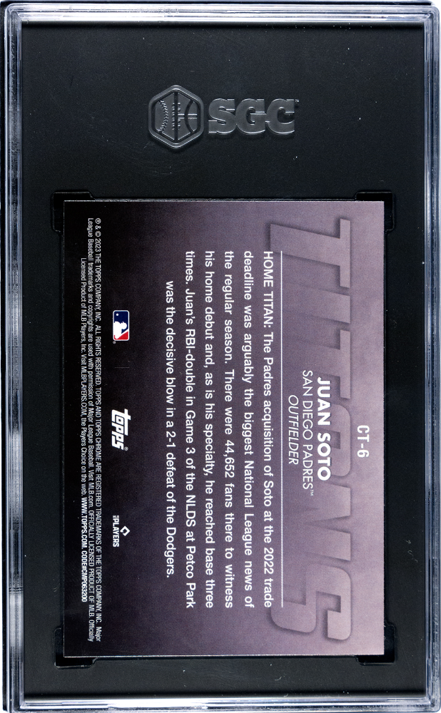 2023 Topps Chrome Juan Soto #CT-6 CHR. Titans SGC 10