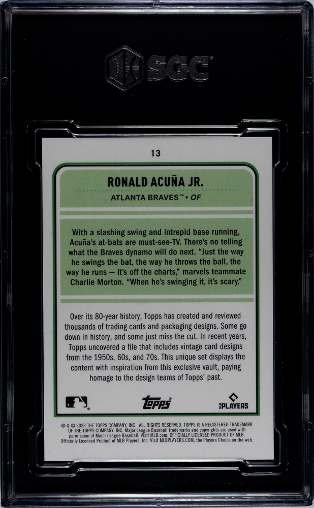 2023 Topps Brooklyn Collection Ronald Acuna JR. #13 Red SGC 8.5