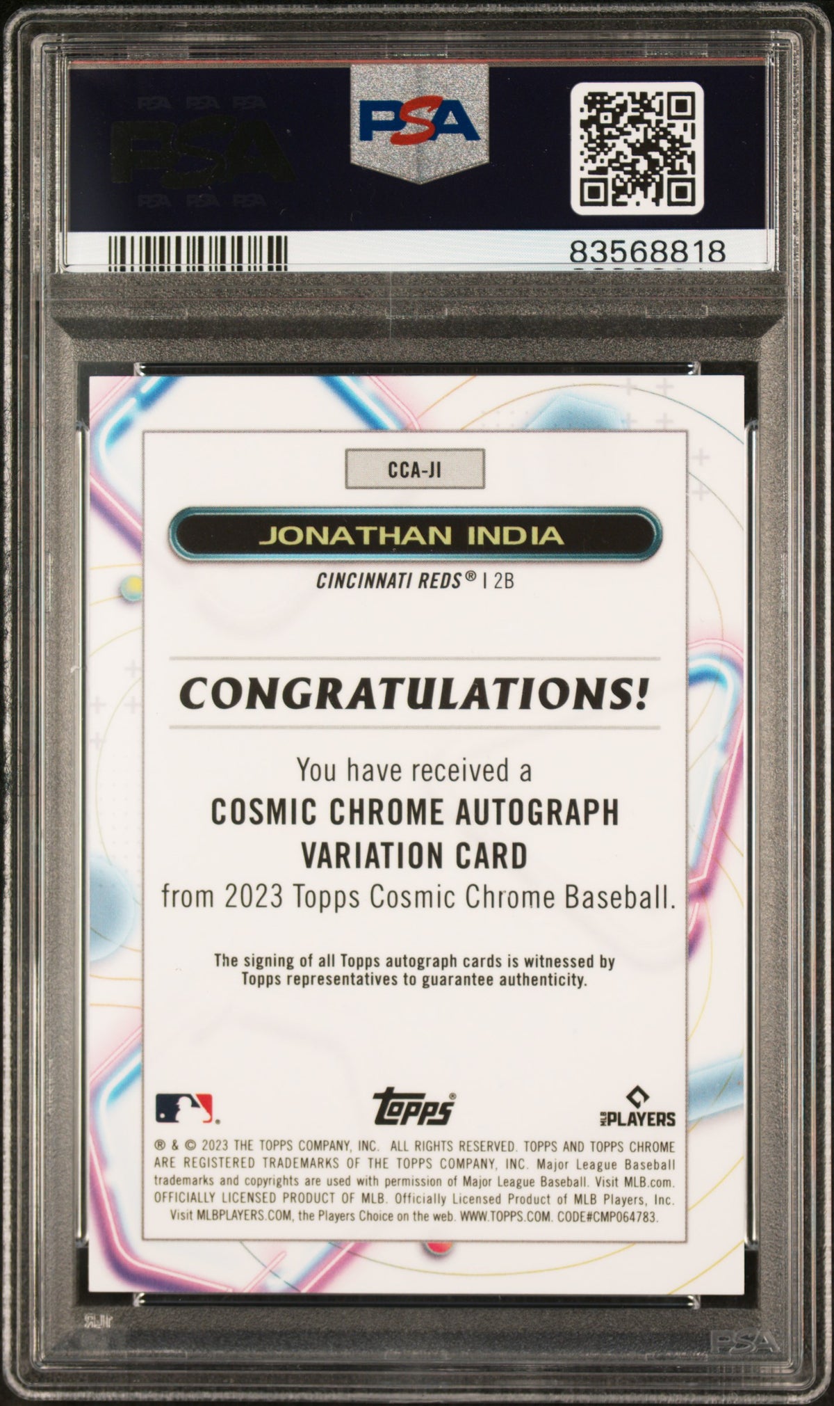 2023 Topps Cosmic Cosmic Auto Jonathan India #JI Green Space Dust /75 PSA 10